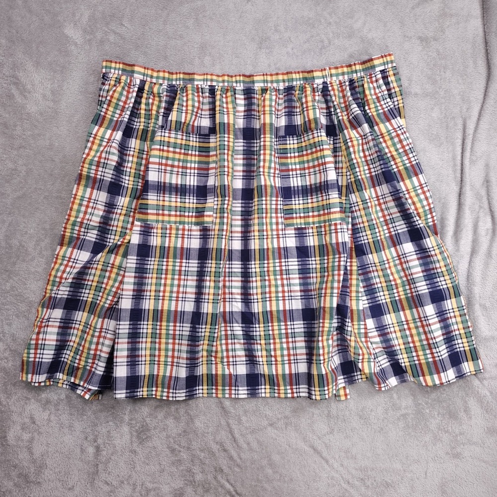 Vintage Prairie Apron Plaid Fabric 2 Pocket Midi Skirt‎ Baumwolle 29" Long Tie